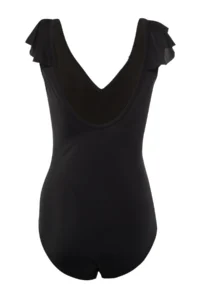 Trendyol Curve Black Deep V-neck with flywheel Frilly Atma Covered Plus Size Swimsuit - Image 8
