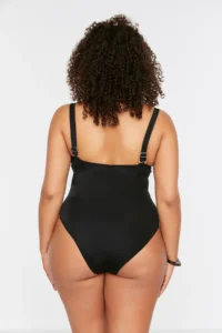 Trendyol Curve Black Deep V-neck Cut-Out tied up Atma Covered Swimsuit - Image 5