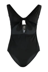 Trendyol Curve Black Deep V-neck Cut-Out tied up Atma Covered Swimsuit - Image 7