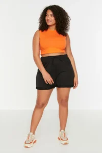 Trendyol Curve Black Pocket Detail Knitting Shorts & Bermuda