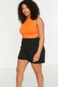 Trendyol Curve Black Pocket Detail Knitting Shorts & Bermuda - Image 2