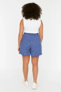 Trendyol Curve Mavi flower patterned Weaving tied up Shorts Skirt - Image 5