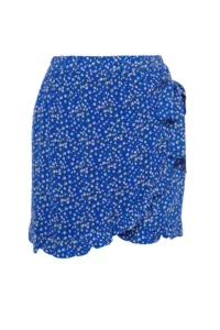 Trendyol Curve Mavi flower patterned Weaving tied up Shorts Skirt - Image 6