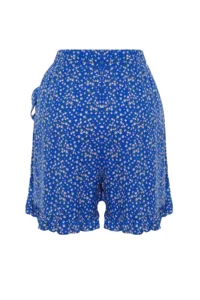Trendyol Curve Mavi flower patterned Weaving tied up Shorts Skirt - Image 8