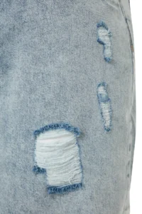 Trendyol Curve Mavi High Waist Destroylu 100% Cotton Plus Size denim Shorts & Bermuda - Image 7