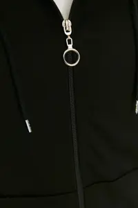 Trendyol Curve Black Hooded Zippered Thin Knitting Sweatshirt - Image 4