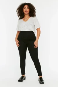 Trendyol Curve Black Shaping Elastic Waist High Waist Flexible Knitting Plus Size Leggings - Image 2