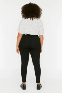 Trendyol Curve Black Shaping Elastic Waist High Waist Flexible Knitting Plus Size Leggings - Image 6