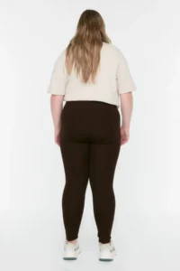 Trendyol Curve Brown Shaping Elastic Waist High Waist Knitting Leggings - Image 6