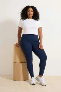 Trendyol Curve Indigo High Waist Knitting Scuba Material Plus Size Leggings with Fleece Inside