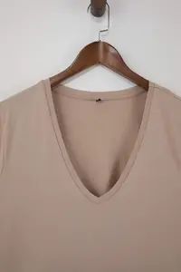 Trendyol Curve Brown-Stone  2 Sets Paket Basic V-neck 100% Cotton Knitting Plus Size T-Shirt - Image 8