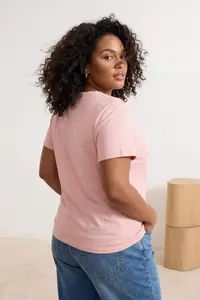 Trendyol Curve Burgundy Pink 2 Sets Paket Basic V-neck 100% Cotton Knitting Plus Size T-Shirt - Image 4