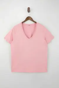 Trendyol Curve Burgundy Pink 2 Sets Paket Basic V-neck 100% Cotton Knitting Plus Size T-Shirt - Image 9