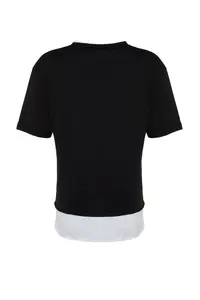 Trendyol Curve Black Oversized Fit 100% Cotton Knitting Plus Size T-Shirt - Image 8