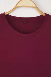 Trendyol Curve Burgundy Regular Fit Basic Crew Neck 100% Cotton Knitting Plus Size T-Shirt - Image 6