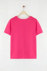 Trendyol Curve Dusty Rose Regular Fit Basic Crew Neck 100% Cotton Knitting Plus Size T-Shirt - Image 8