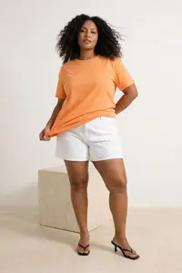 Trendyol Curve Orange Regular Fit Basic Crew Neck 100% Cotton Knitting Plus Size T-Shirt - Image 2