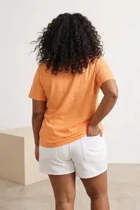 Trendyol Curve Orange Regular Fit Basic Crew Neck 100% Cotton Knitting Plus Size T-Shirt - Image 3
