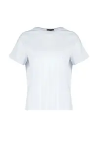 Trendyol Curve White Regular Fit Basic Crew Neck 100% Cotton Knitting Plus Size T-Shirt - Image 6