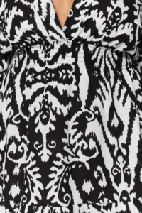 Trendyol Curve Black Ethnic Patterned Spanish Arm skater Mini Weaving beachwear Plus Size Dress - Image 4