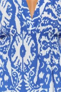 Trendyol Curve Mavi Ethnic Patterned Spanish Arm skater Mini Weaving Plus Size Beach Dress - Image 4