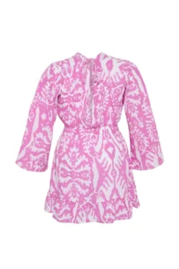 Trendyol Curve Pink Ethnic Patterned Spanish Arm skater Mini Weaving Plus Size Beach Dress - Image 8