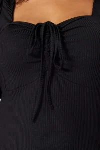 Trendyol Curve Black Heart Collar with bow A-line Knitting Plus Size Dress - Image 4
