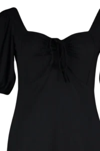 Trendyol Curve Black Heart Collar with bow A-line Knitting Plus Size Dress - Image 7