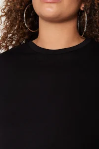 Trendyol Curve Black Crew Neck with flywheel 100% Cotton Knitting Dress - Image 4