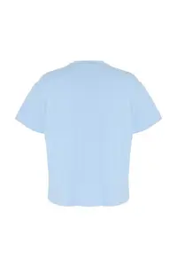 Trendyol Curve Mavi Wide Pattern Crew Neck Printed 100% Cotton Knitting T-Shirt - Image 2