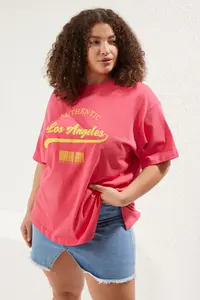 Trendyol Curve Pink Wide Pattern Crew Neck Printed 100% Cotton Knitting T-Shirt - Image 3