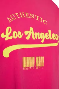 Trendyol Curve Pink Wide Pattern Crew Neck Printed 100% Cotton Knitting T-Shirt - Image 9