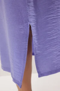 Trendyol Curve Purple Thin Sleeveless slit Weaving Plus Size Dress - Image 4