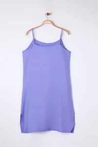 Trendyol Curve Purple Thin Sleeveless slit Weaving Plus Size Dress - Image 9