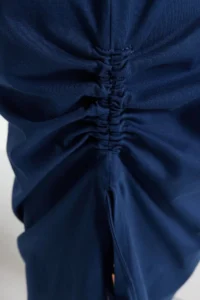 Trendyol Curve Navy Blue Crew Neck Side Shirred and slit 100% Cotton Knitting Dress - Image 5
