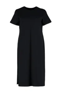 Trendyol Curve Black Crew Neck slit Maxi/LONG 100% Cotton Knitting Dress - Image 2