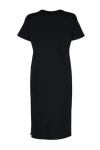 Trendyol Curve Black Crew Neck slit Maxi/LONG 100% Cotton Knitting Dress - Image 9