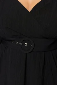 Trendyol Curve Black Arched Weaving Double breasted Yaka Dress - Image 4