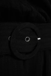 Trendyol Curve Black Arched Weaving Double breasted Yaka Dress - Image 7