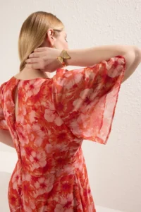 Trendyol Curve Multicolored Floral A-line Midi Weaving Dress - Image 4