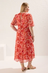 Trendyol Curve Multicolored Floral A-line Midi Weaving Dress - Image 5