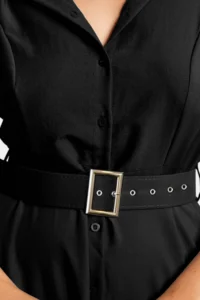 Trendyol Curve Black Arched Weaving Shirt Dress - Image 4
