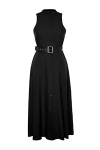 Trendyol Curve Black Arched Weaving Shirt Dress - Image 5