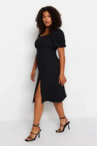 Trendyol Curve Black slit Knitting Dress - Image 5