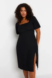 Trendyol Curve Black slit Knitting Dress - Image 7