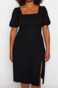 Trendyol Curve Black slit Knitting Dress - Image 8
