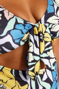 Trendyol Curve Multicolored Deep V Cut Out Binding Detailed Floral Patterned Plus Size Swimsuit - Image 3