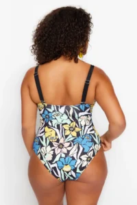 Trendyol Curve Multicolored Deep V Cut Out Binding Detailed Floral Patterned Plus Size Swimsuit - Image 5
