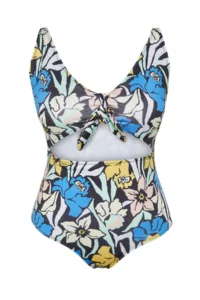Trendyol Curve Multicolored Deep V Cut Out Binding Detailed Floral Patterned Plus Size Swimsuit - Image 6