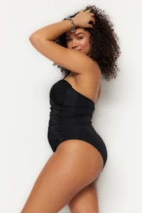 Trendyol Curve Black Barbell Neck Accessory Detailed Plus Size Swimsuit - Image 3